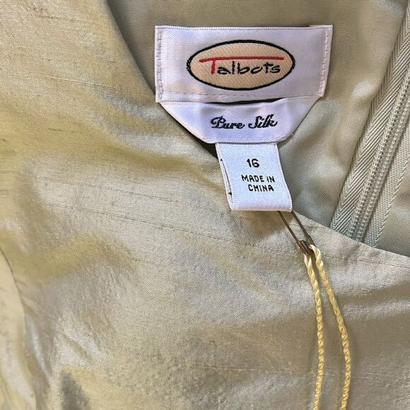 Talbots Elegant light green Silk Sleeveless Dress Size 16 - Picture 7 of 7